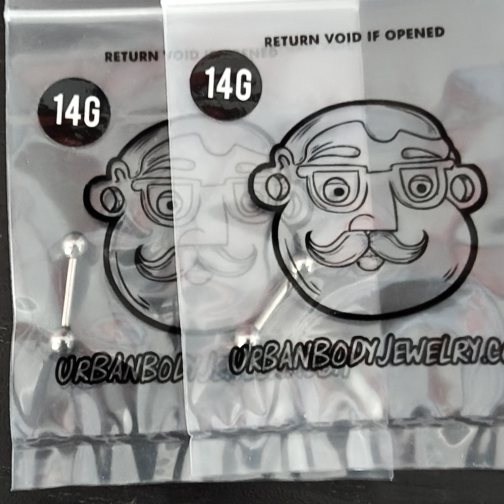 Silver Barbell 14G Nipple Rings